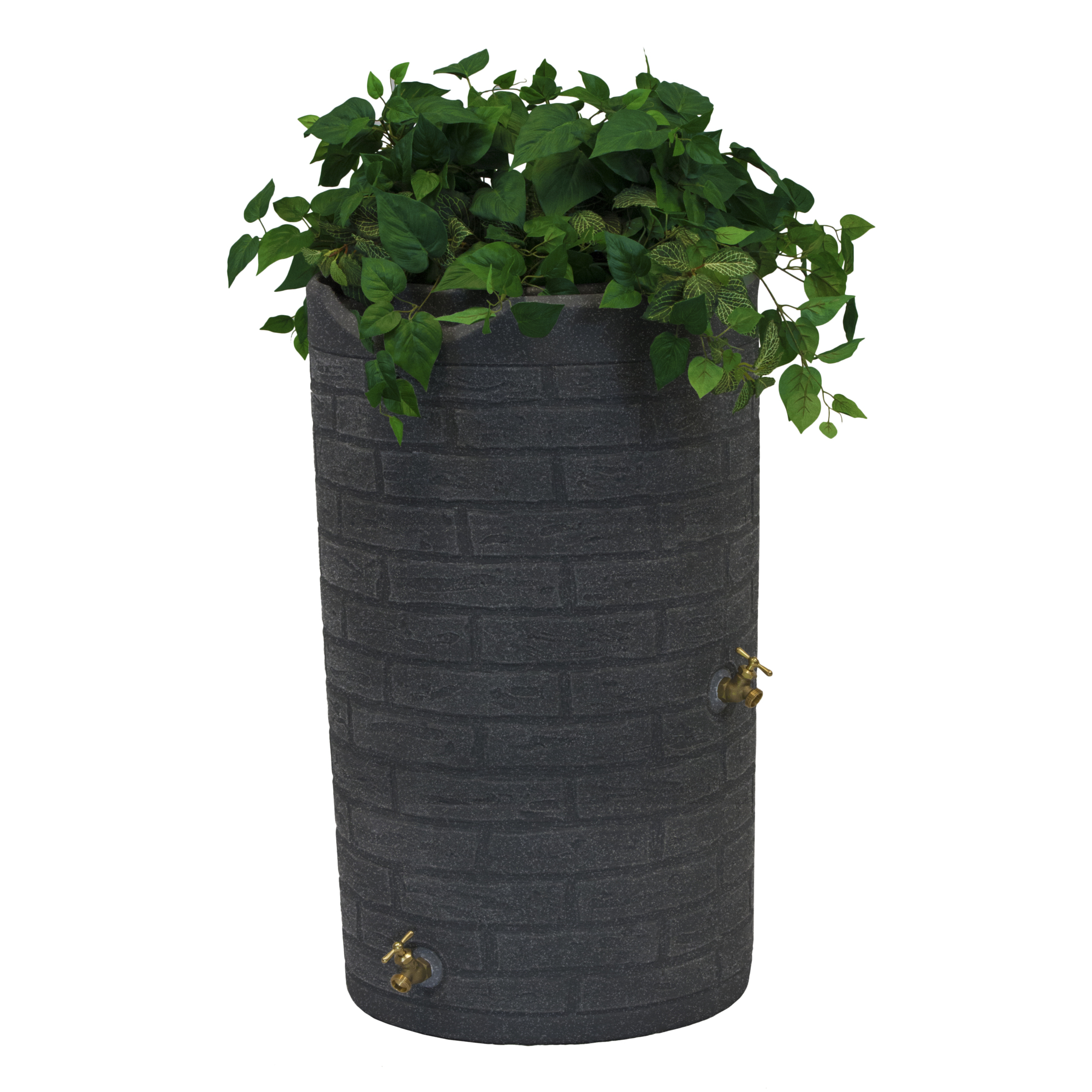 Good Ideas Impressions Downton Rain Saver Barrel — 50 Gallon, Dark Granite, European Cobblestone Texture, Dual Spigots, Model# IMP-D50-DAR